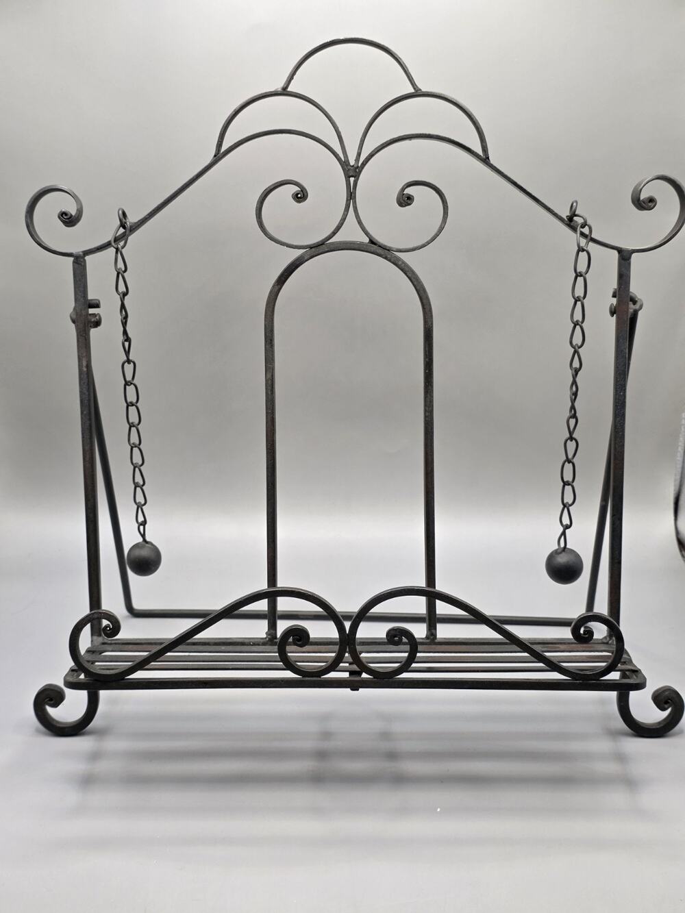 Vintage Cookbook Stand Scroll Easel Cast Iron Metal Book Recipe Bible Holder